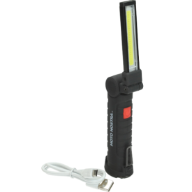 Werkplaats zaklamp led (USB) zwart Moto Nostra. 250 lumen.