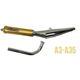 Biturbo 28mm uitlaat met losse bocht en uitlaatklem Tomos A3 | A35
