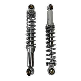 DMP Schokdemper set CHROOM. Tomos. Verstelbaar. In lengtes 280, 300 en 320mm