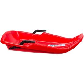 Slee. Plastic. Met remmen en trekkoord. Rood