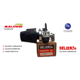 Dellorto SHA 16.16mm carburateur met Malossi powerfilter. Incl. spruitstuk.